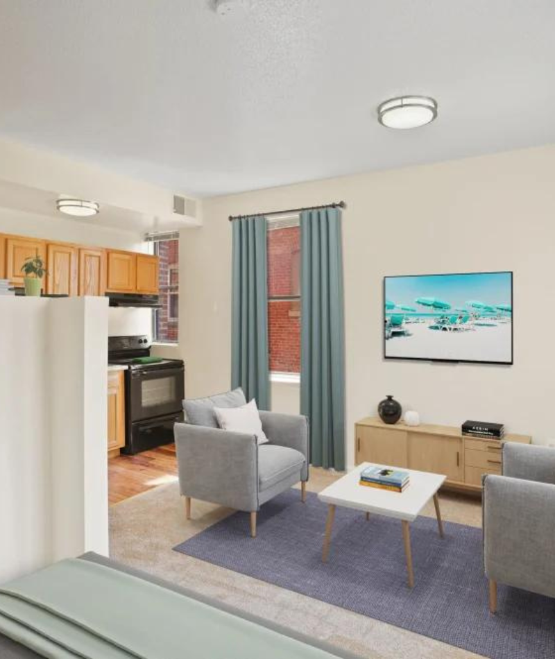 Furnished Studio Apartment Living Area